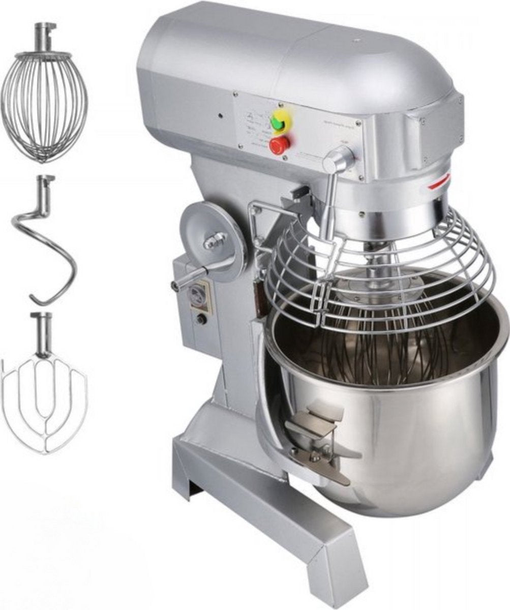 Elektrische Keukenmachine XL - 28L - 3 koppen - Foodprocessor - Keukenrobot - Keukenmixer - RVS Mengkom mixer - 1100W