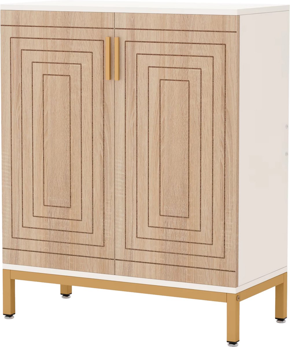 Schoenenkast deluxe - Met deuren - Khaki - 20 paar - Schoenenrek - 80m - 6 laags - Opbergkast