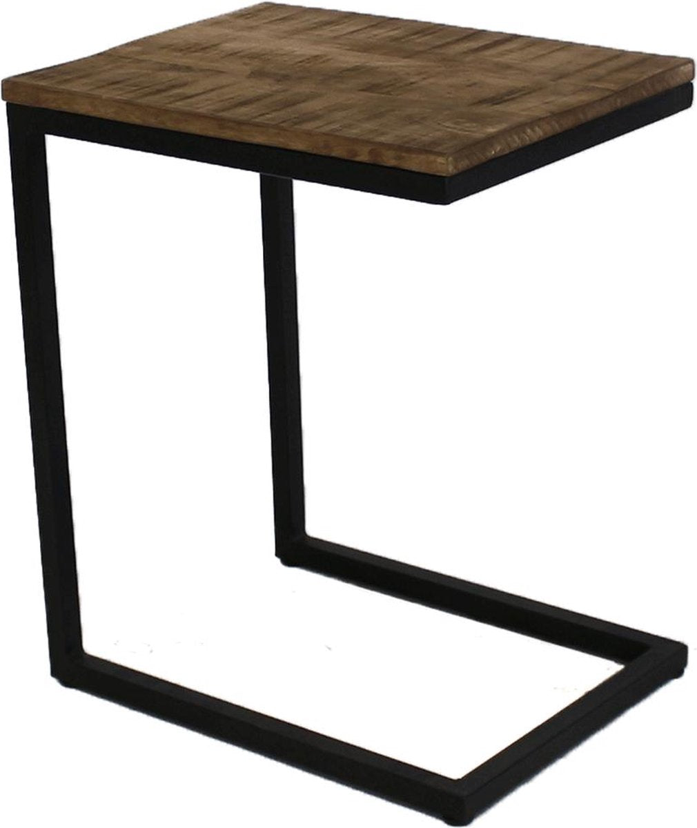 Happyment Luxe Bijzettafel XL - Laptoptafel hout - Keukentafel bar - Ontbijt - Bed - Vierkant - Zwart - 31x40x48cm