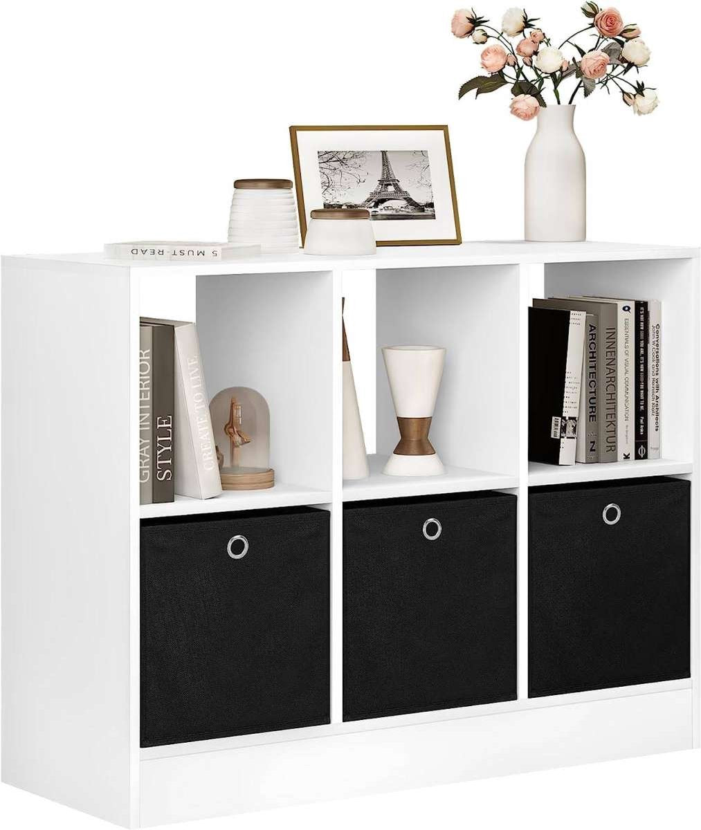 Happyment Boekenkast Bilta - Industrieel - 6 Vakken - Oak - 3 Lades - Boekenrek - Woonkamer, slaapkamer en kinderkamer - Hout - 80 x 60 x 30 cm