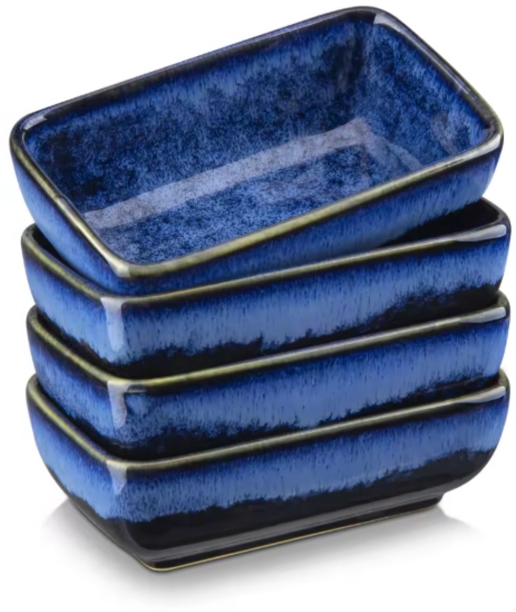 Tida Serviesset - 4 delig - 4 persoons - Blauw - Dinerborden - Bordenset - Diepe borden - Ontbijtborden - Servies - Keukenservies
