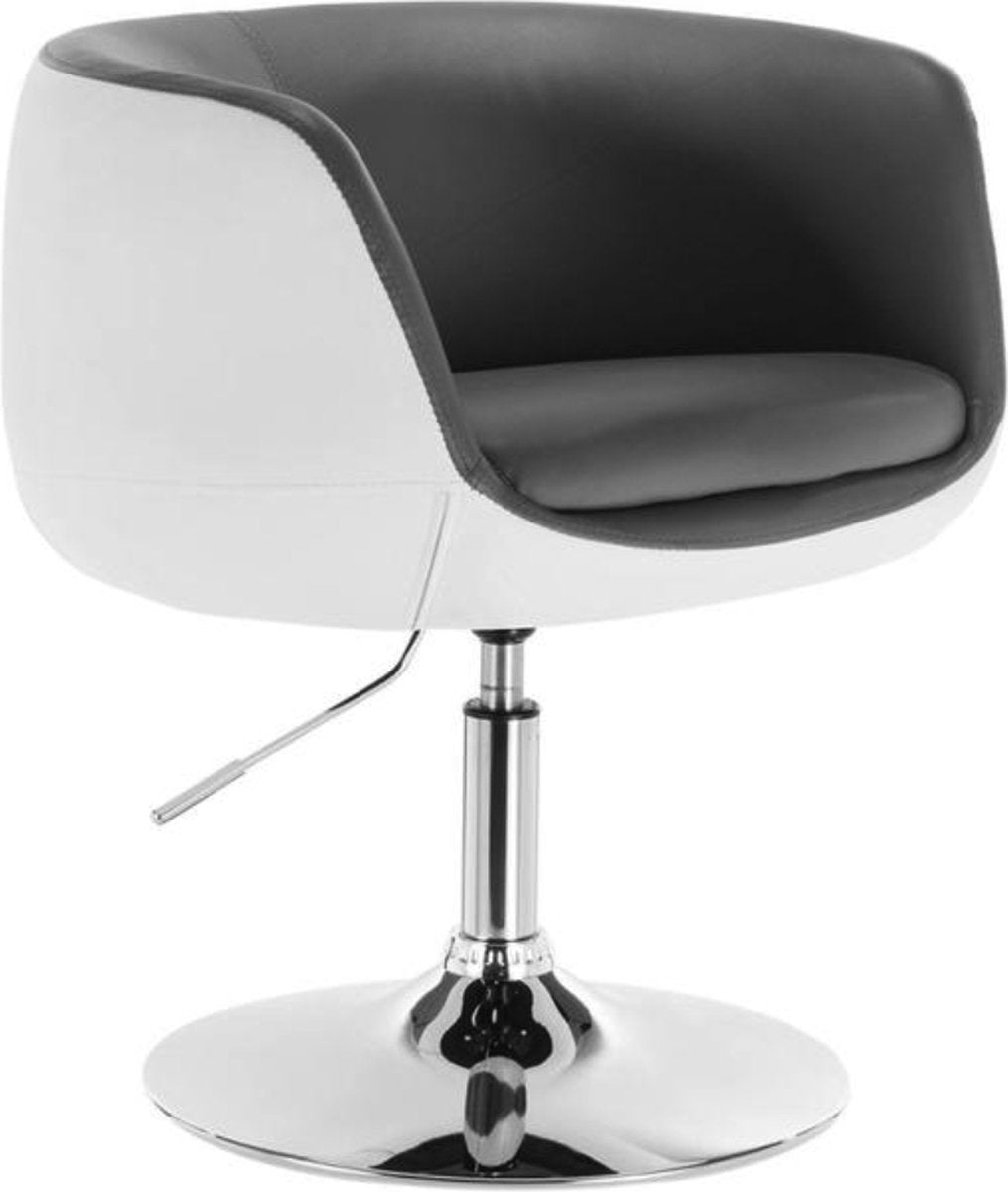 Barkruk Industrial Wit - Barkrukken set van 1 - Barstoel Kruk - Barstoelen met rugleuning - Keukenstoel - In hoogte verstelbaar - Kunstleer