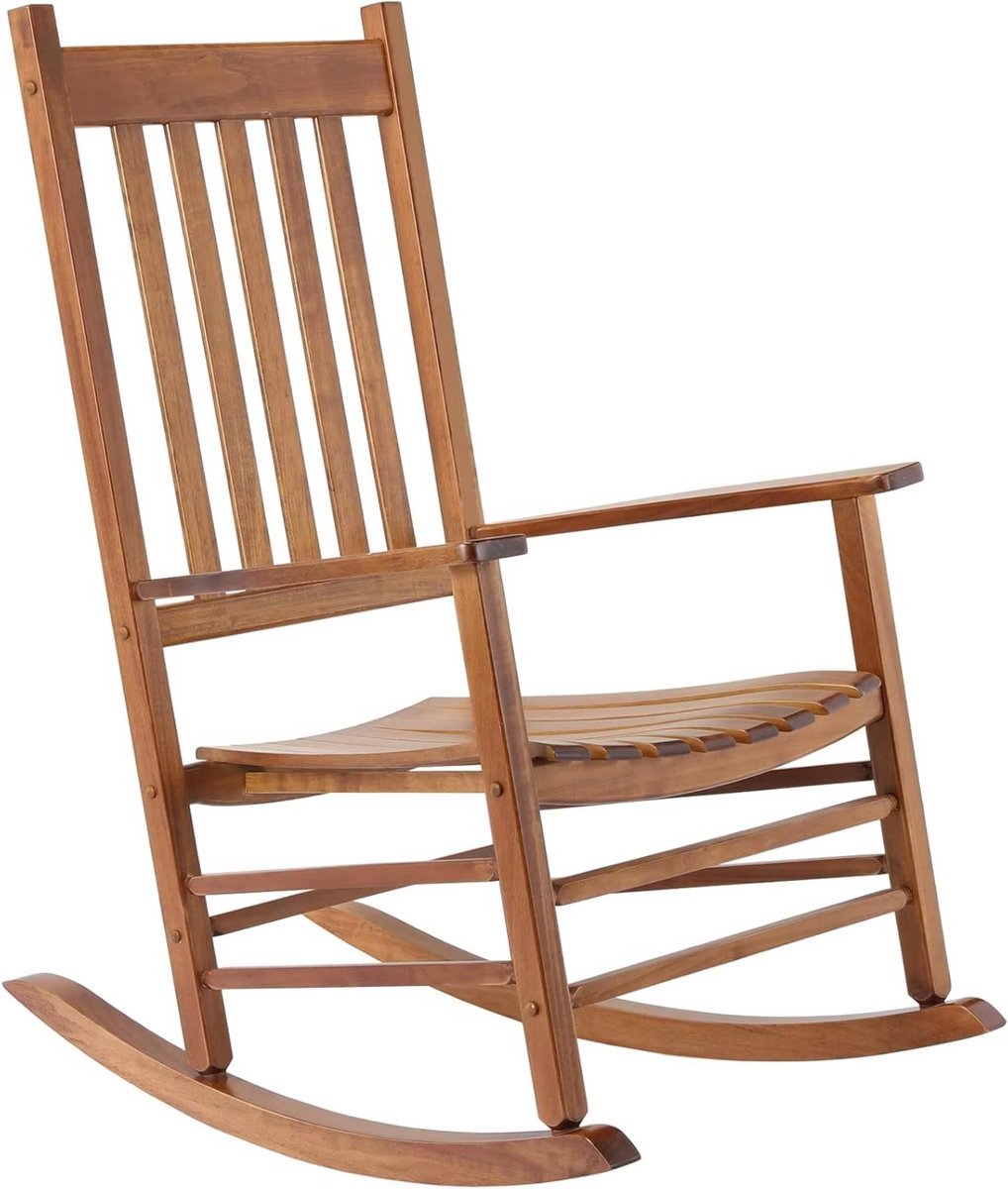 Schommelstoel Vaylen - Wipstoel - Voor Slaapkamer, Woonkamer, Tuin & Balkon - Grote Stoel voor Volwassenen - Houtlook