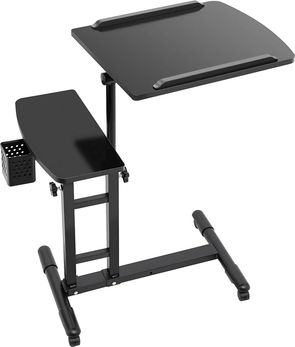 Draagbare Tattoo-Werkbank - Werktafel - Voor Studio en Schoonheidssalon - In Hoogte Verstelbaar met Verwijderbare Dubbele Tattoo-Armsteun - 64×40 cm - Zwart