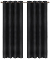 Gordijnen set - Zwart - Verduisterend - 140x245cm - Plooiband - Fluweel - Isolerend
