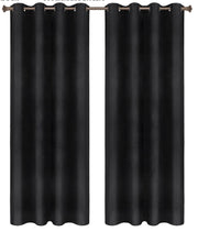 Happyment Gordijnen set Vida 2 stuks - zwart 140x225cm - Verduisterend - met Plooiband - Fluweel Isolerend