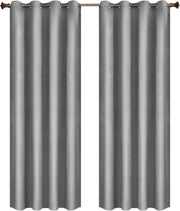 Happyment Gordijnen set Vida 2 stuks - grijs 140x225cm - Verduisterend - met Plooiband - Fluweel Isolerend