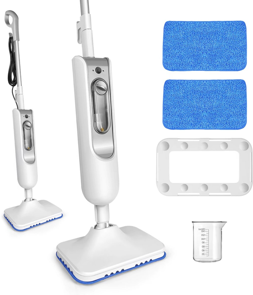 Afneembare Stoomreiniger - 1500W Stoommop - Krachtige Vloerstomer voor Tapijt - Laminaat - Hardhout - Voegen, Tegel & Marmer, 400ml