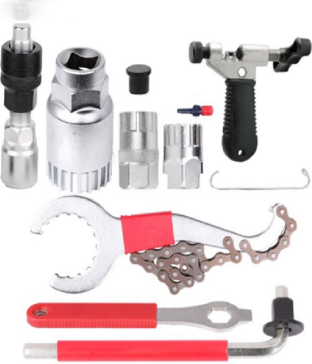 Happyment Mountainbike Reparatie Kit - 8 delig - Onderhoudsset Voor Fiets - Fietsgereedschap Set - Ketting - Ventiel - Tandwiel