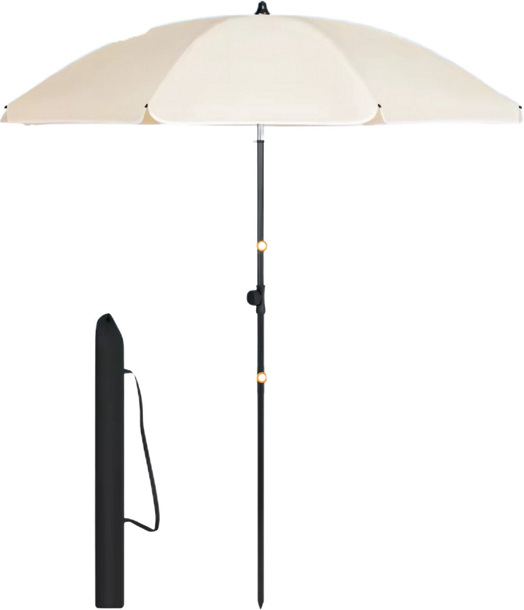 Ronde Parasol - Voor Balkon, Strand of Tuin - Verstelbaar & 45° Kantelbaar - UV-Resistent & Waterdicht - Beige 155cm