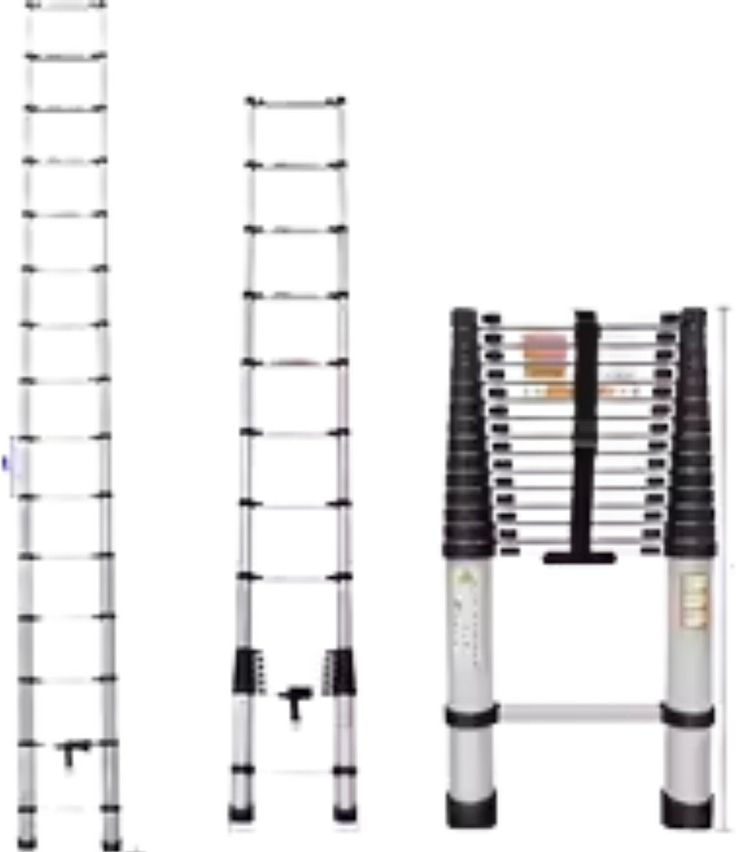 Telescopische Ladder 4,4M - Aluminium Opvouwbare Ladder - Antislip Voeten - EN131 Certificering - Max. 150KG