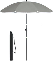 Ronde Parasol - Voor Balkon, Strand of Tuin - Verstelbaar & 45° Kantelbaar - UV-Resistent & Waterdicht - Dark Grey 155cm