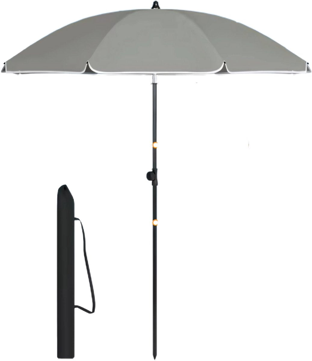 Ronde Parasol - Voor Balkon, Strand of Tuin - Verstelbaar & 45° Kantelbaar - UV-Resistent & Waterdicht - Dark Grey 155cm