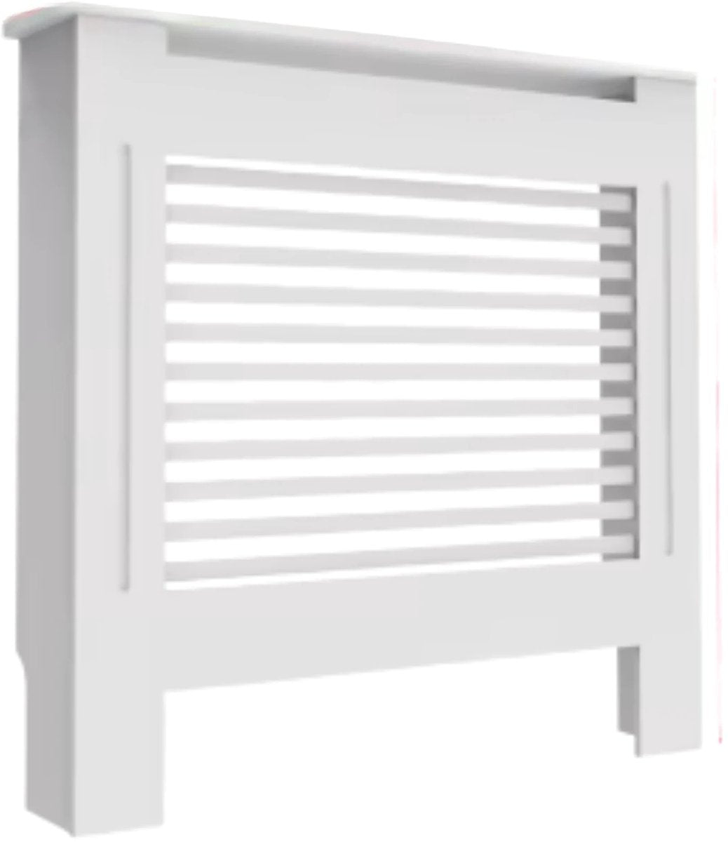 Radiatorombouw - 78x92 cm - Ombouw rooster - Horizontale panelen - MDF - Stijlvol - Wit
