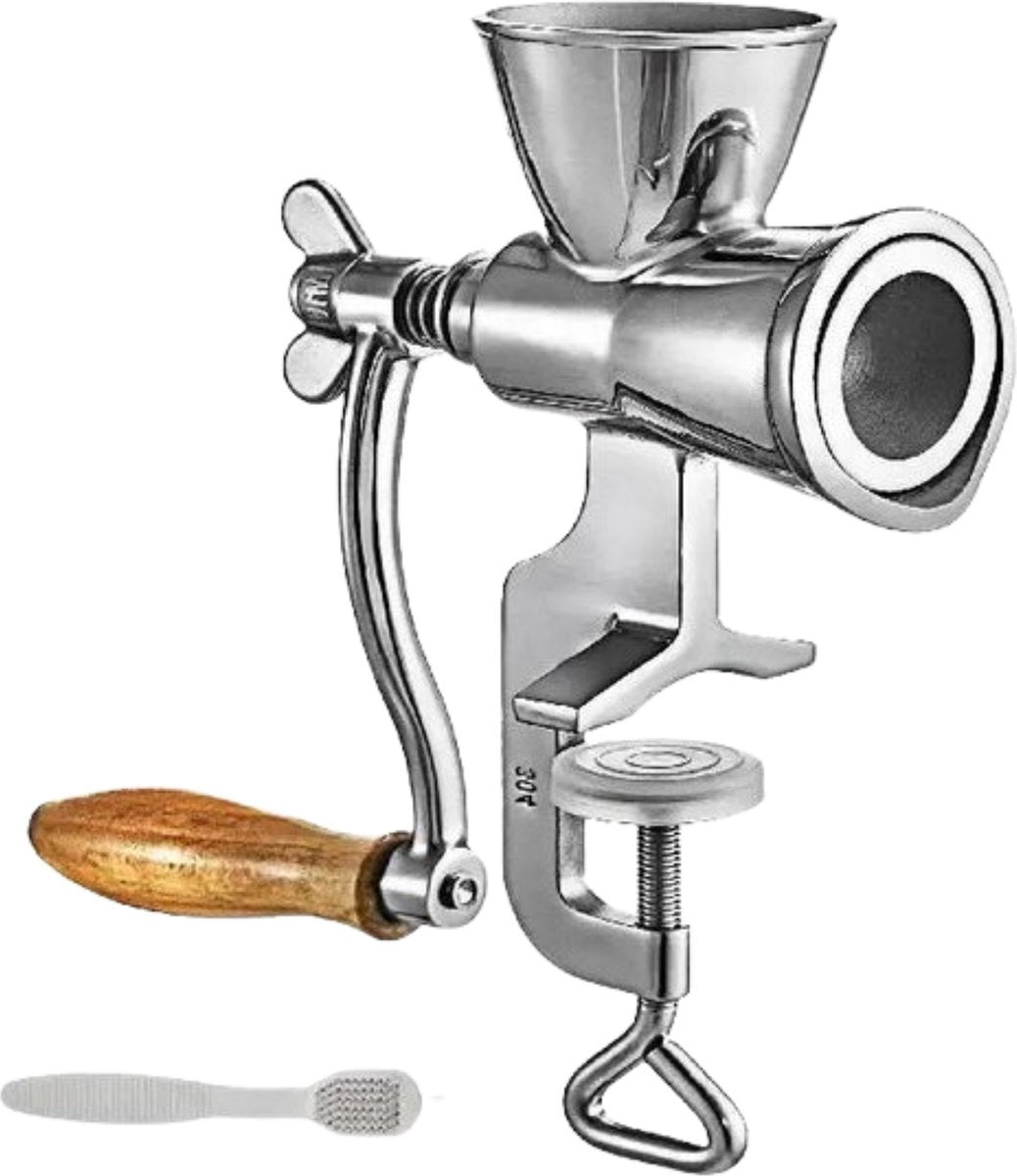 Happyment Koffiemolen Deluxe - Graanmolen – Met Tafelklem - RVS - Handmatig