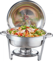 Buffetwarmer - Warmhoudplaat elektrisch - Voedselverwarmer - Chafing dish - Warmhoudbakken - RVS Set - 5,38L - 4-delig Ronde Container