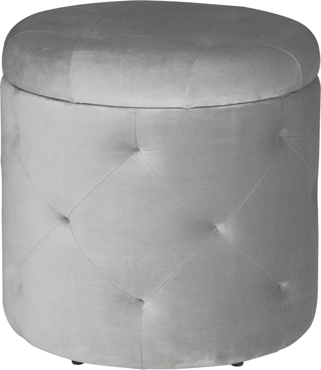 Happyment® Luxe velvet poef - Voetenbank met opbergruimte - Opbergbox hocker - Zitkist met deskel - Black friday - Kerstcadeau - Grijs