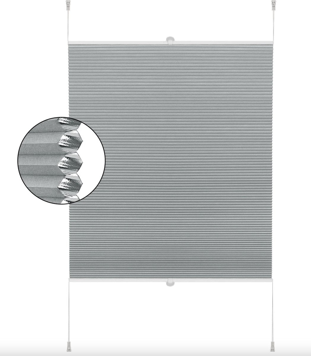 Luxe Honinggraat gordijn - 70x130cm Rolgordijn - Grijs - Lichtdoorlatend - Isolerend - Zonder boren - Polyester