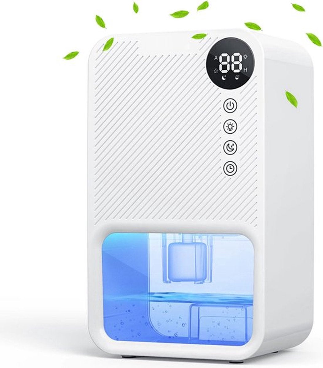 Happyment Luchtontvochtiger Deluxe - Dehumidifier voor slaapkamer - Ontvochtiger - Huiskamer of Badkamer - Super stil - Met Touchscreen - Timer - Tot 1100 ml
