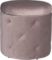 Luxe Ronde Poef diva - Met opbergruimte - Voetenbank met opbergruimte - Opbergbox hocker - Zitkist met deskel - Roze - Velvet - 39.5 x 39.5 x 40 cm
