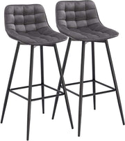 Bolt Edge Barkruk Industrial - Donkergrijs - Set van 2 - Barstoel met rugleuning - Velvet Keukenstoel