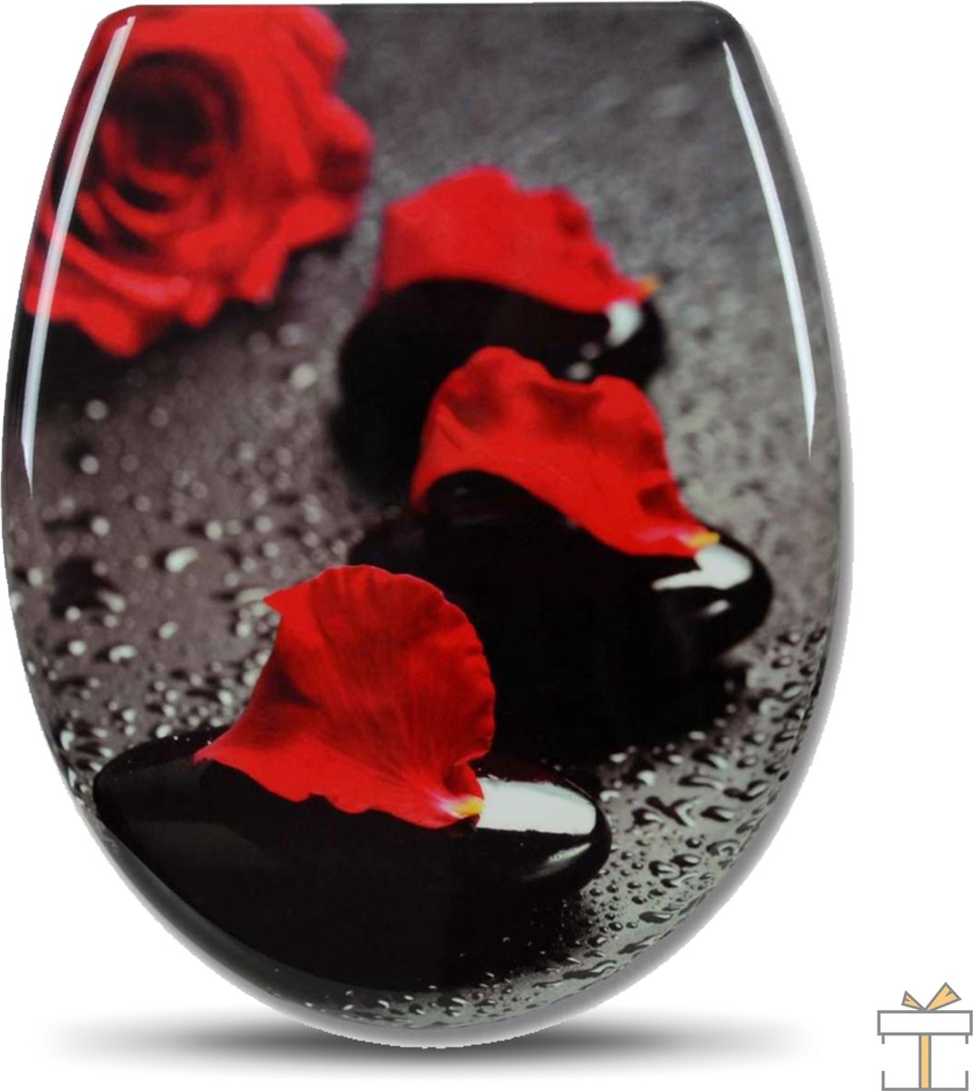 Toiletbril Antibacteriële - Met Softclose - Universeel - Toiletbrillen met Black red print - WC Bril - Toiletzitting