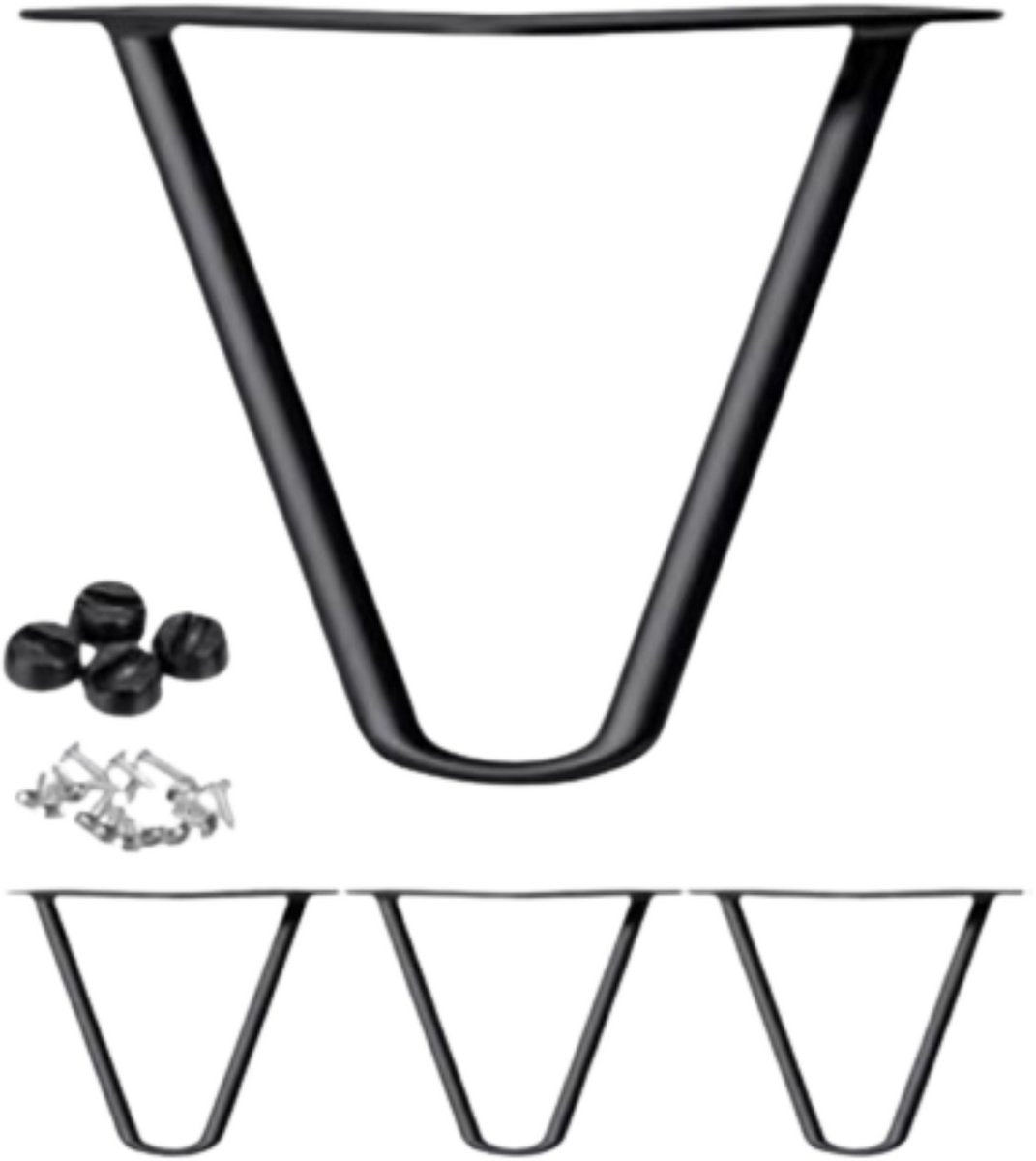 Haarspeld Tafelpoten 10cm - 4 Stuks Metalen Poten - Zwaar & Industrieel Design - Inclusief Schroeven & Beschermvoeten