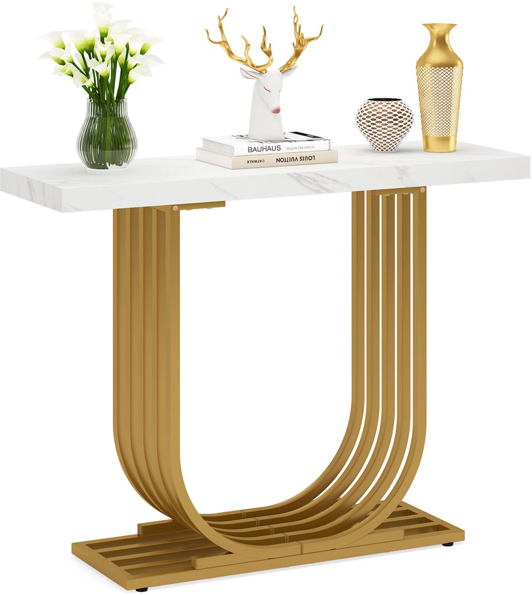 Consoletafel Valita - Haltafel - 100cm - Wandtafel - Gang of woonkamer - Goud/wit
