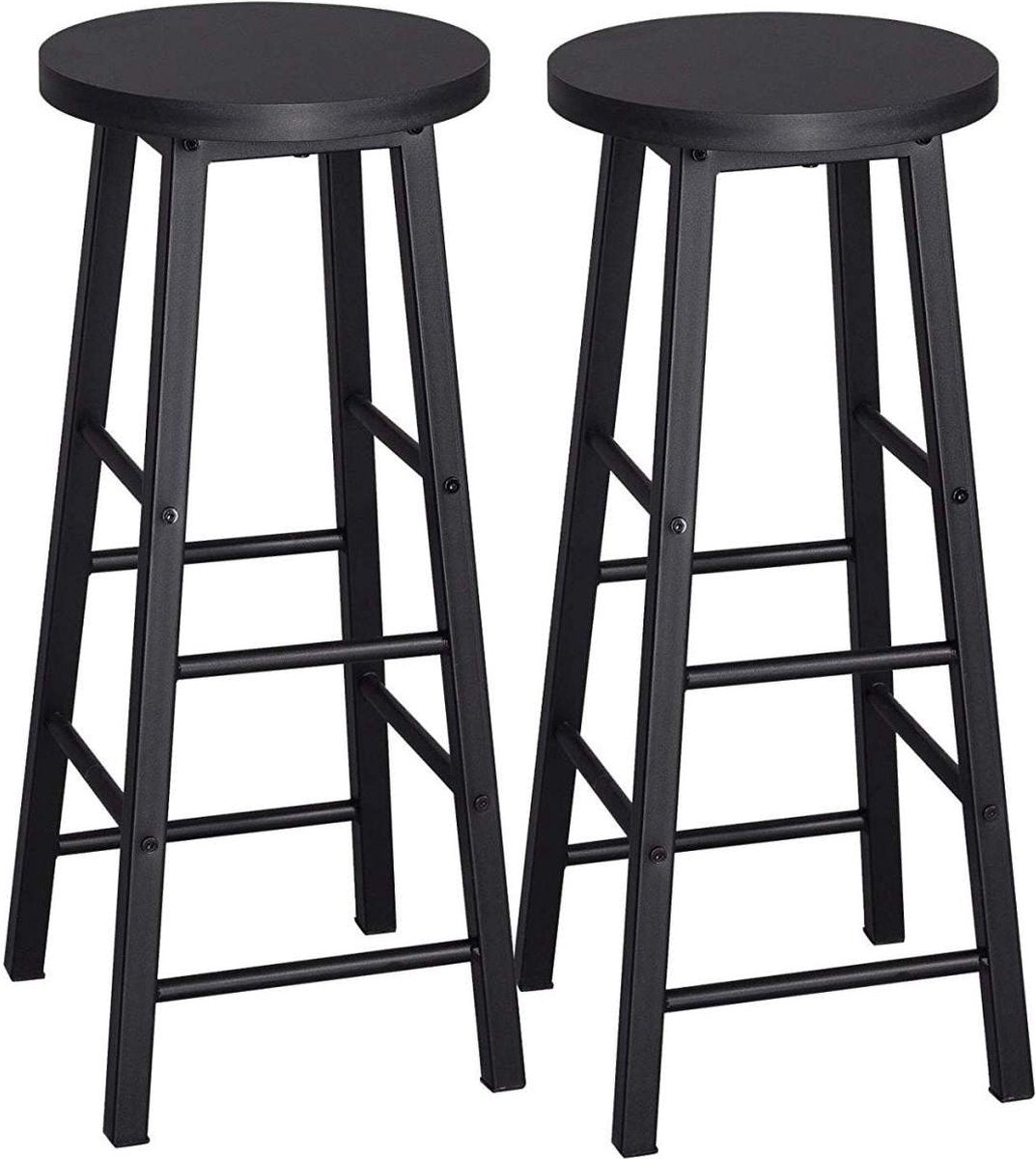 Hoge barkrukken Parijs - Zwart - Set van 2 - Keuken - Barstoelen - Zonder rugleuning - Hout