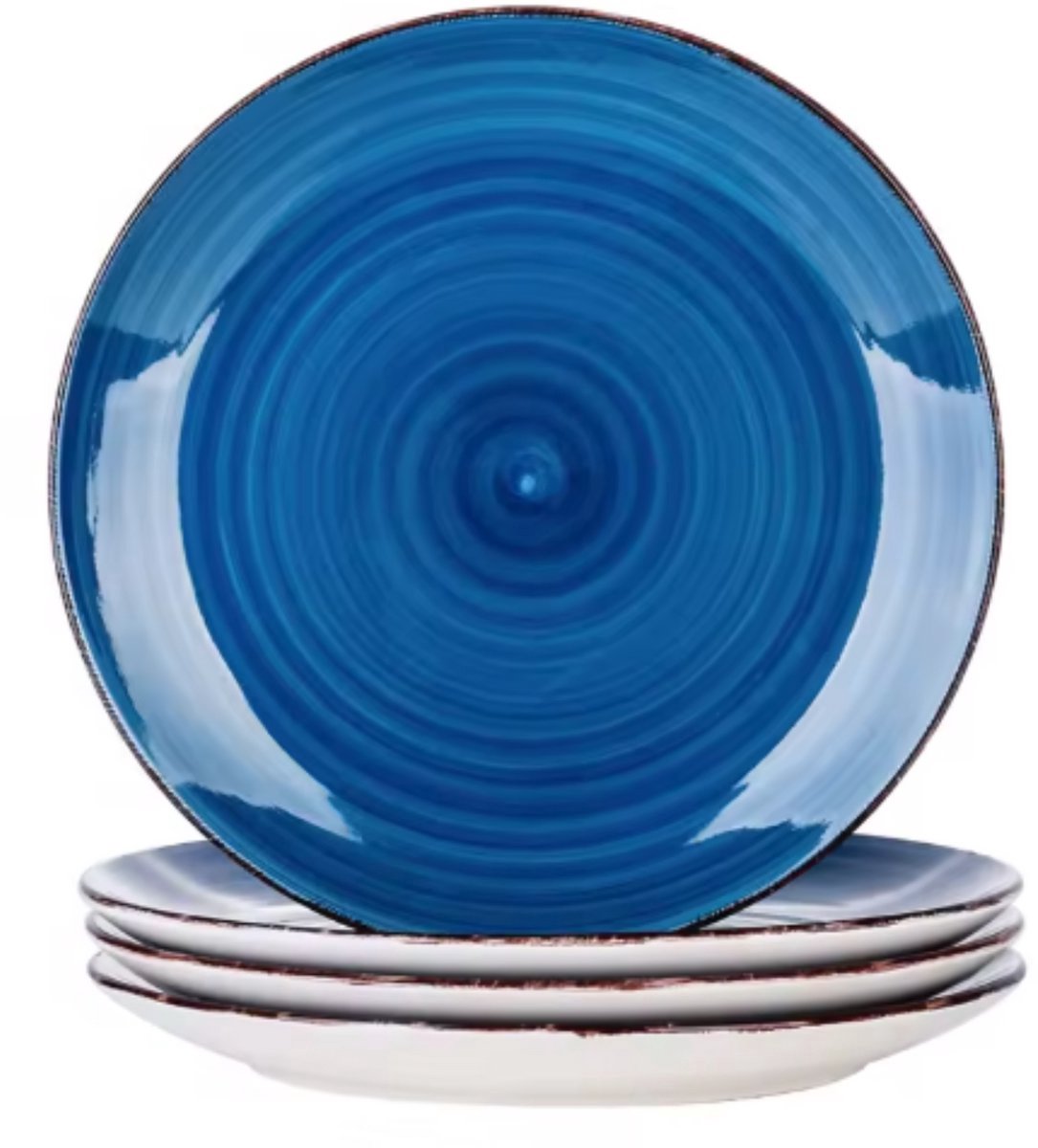 Sublimo Bellagio Serviesset - 4 delig - 4 persoons - Donkerblauw - Dinerborden - Bordenset - Diepe borden - Ontbijtborden - Servies - Keukenservies - Luxe design - Tafelstijl