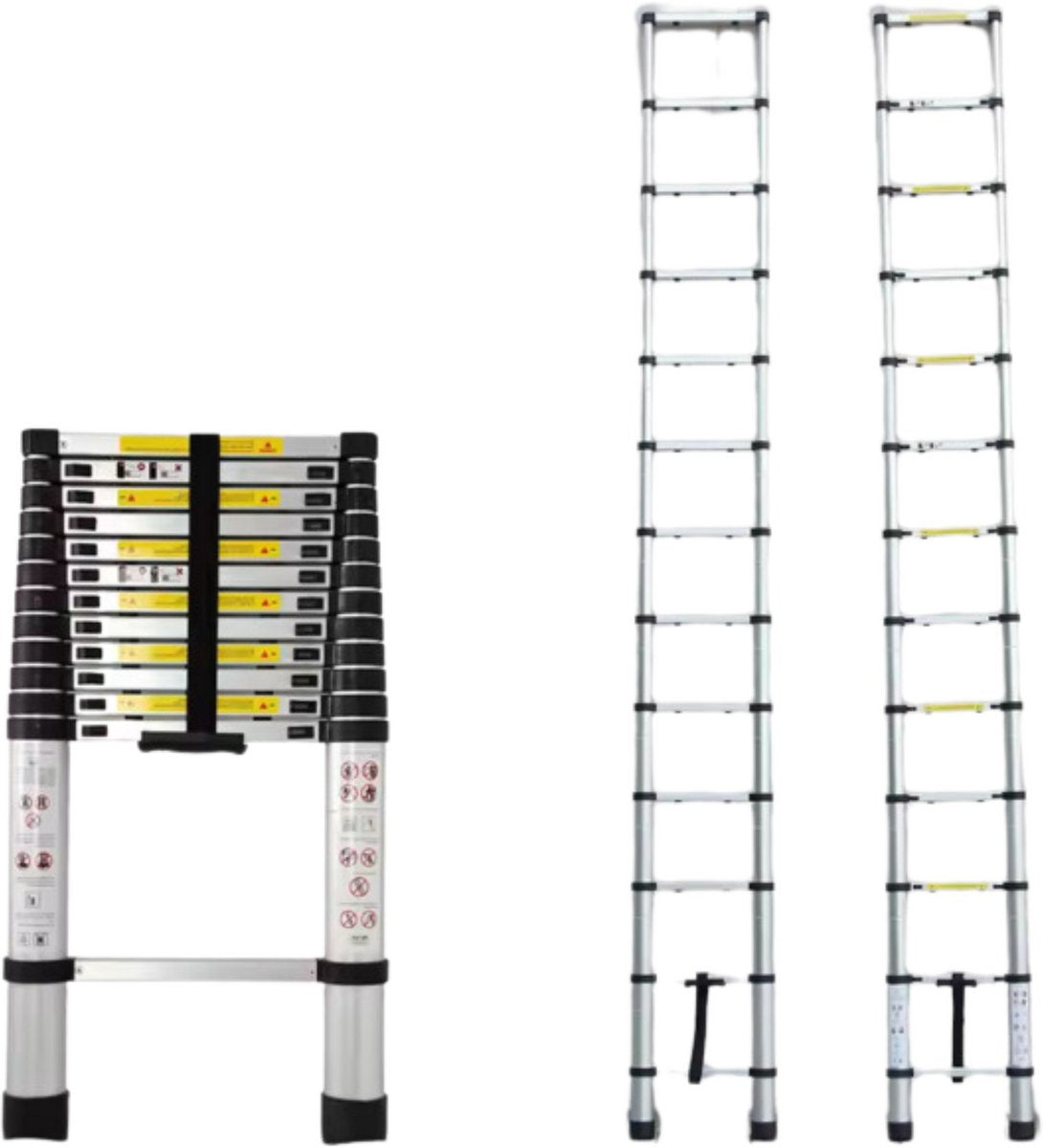 Telescopische Ladder 3,2M - Aluminium Uitschuifbare Vouwladder - Lichtgewicht & Stevig - 150KG Belastbaar - Ideaal Voor Binnen & Buiten
