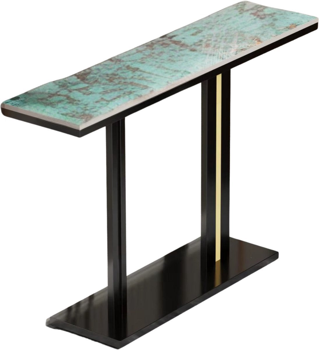 Moderne consoletafel Emerald Valora - Wandtafel met lades - Groen en wit - Marmerlook - Haltafel - Sidetable - 118cm