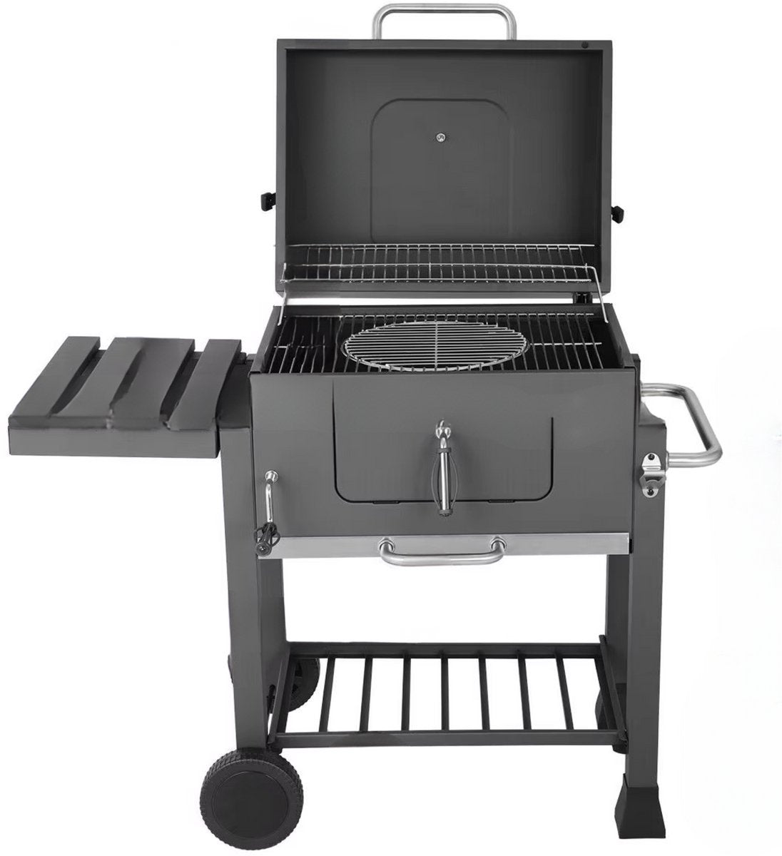 Barbecuewagen Tavien - Houtskoolbarbecue - BBQ - Smoker XXL - Houtskoolgrill - Met Wielen, Roestvrijstalen Handgreep - Perfect voor Buitenterras, Tuin en Achtertuin