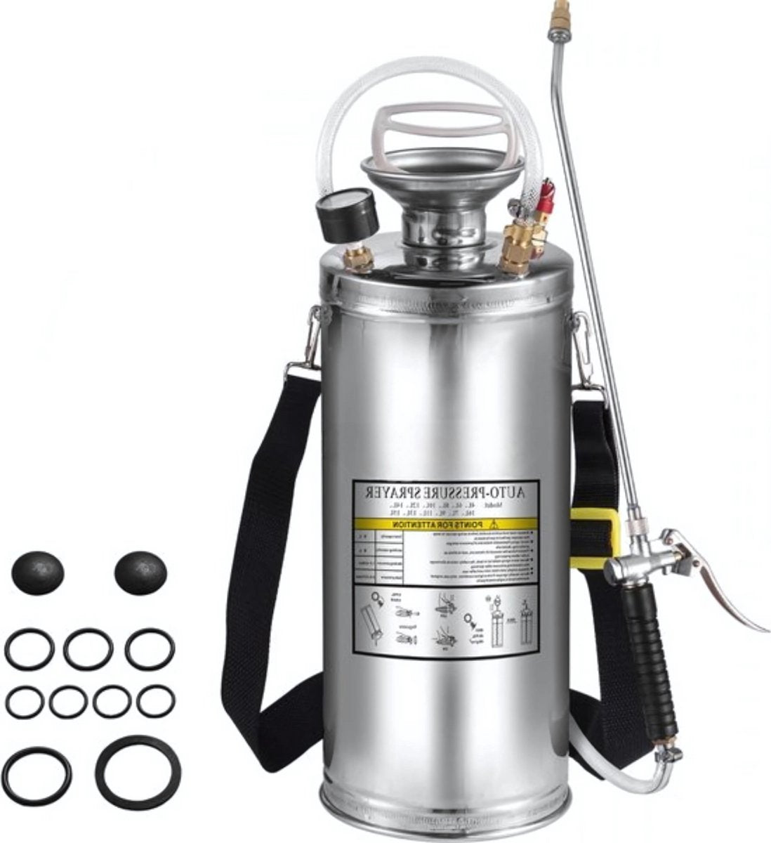 Onkruidsproeier - Rugspuit 8L - RVS Druksproeier - Onkruidspuit - Ergonomisch - Variabele Spraykop