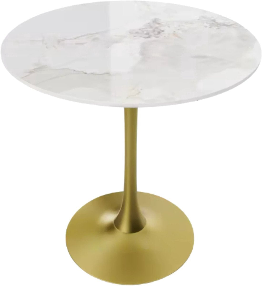 Eettafel Grandiose - 78 cm Hoge Ronde Keuken Eettafel - Gesinterde Stenen Top met Voetstuk Base - Bistro Tafel voor Vrije Tijd en Hoogteverstelling