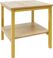 Bijzettafel met opbergruimte - Voor woonkamer of slaapkamer - Tafeltje met plank en opslagfunctie - Geel