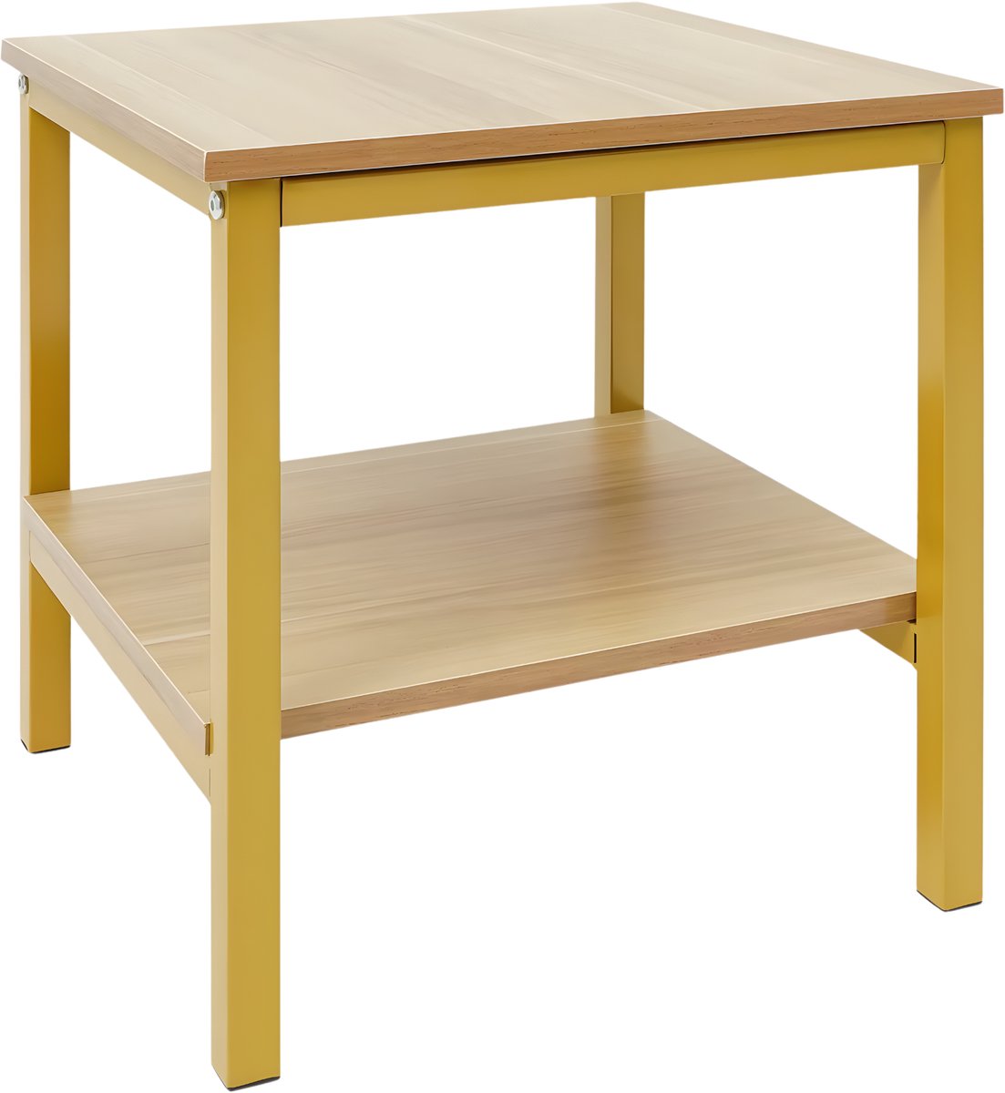 Bijzettafel met opbergruimte - Voor woonkamer of slaapkamer - Tafeltje met plank en opslagfunctie - Geel