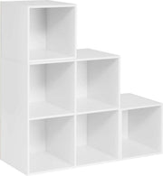 Happyment Open Boekenkast Zaza - 6 Vakken - Wit - Boekenkast - Boekenrek - Woonkamer, slaapkamer en kinderkamer - Hout - 90x90x30cm