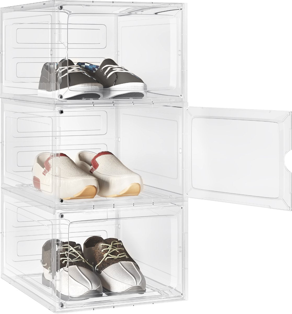Happyment Schoenenbox Dido - Transparant - 3 stuks - Sneakerbox - Schoenendoos - Opbergsysteem - Opbergbox
