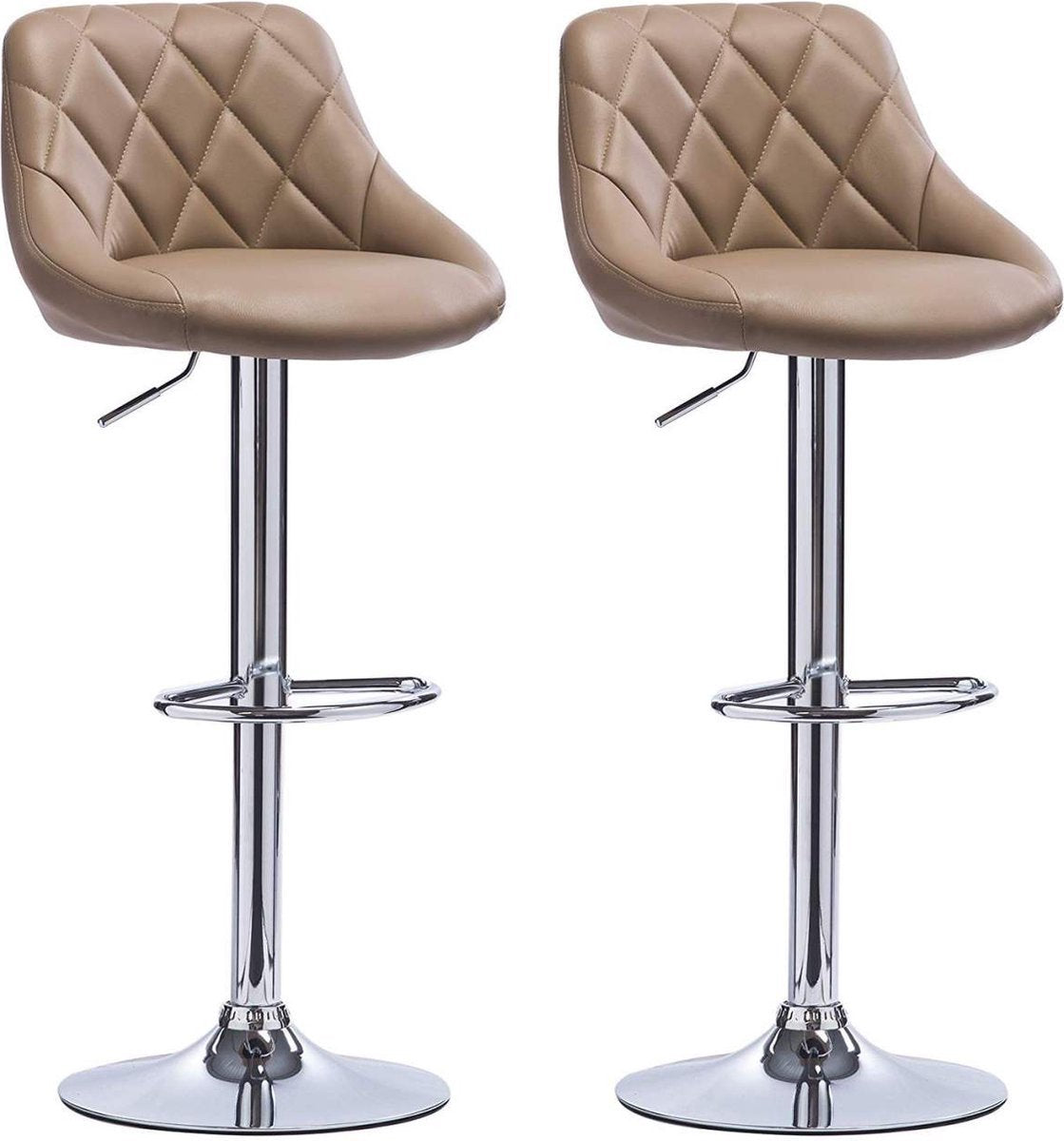 Designer Barkruk - Beige - Velvet - Ergonomisch - Verstelbaar - Zithoogte 60-82cm - Set van 2