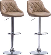 Designer Barkruk Erlo - Met rugleuning - Stevig - Ergonomische barstoel - Zithoogte 60 - 82cm - Beige - Set van 2 - Keuken en bar - In hoogte verstelbaar