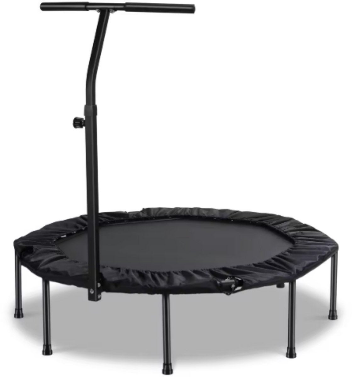 Fitness trampoline - Voor volwassenen - 127cm springoppervlak - Zwart - Opvouwbaar - in hoogte verstelbare handgreep - Spring trampoline voor binnen en buiten