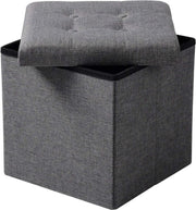 Poef Zazu - Donkergrijs - Met Opbergruimte - Zitkist - Hocker - 50x35x45cm