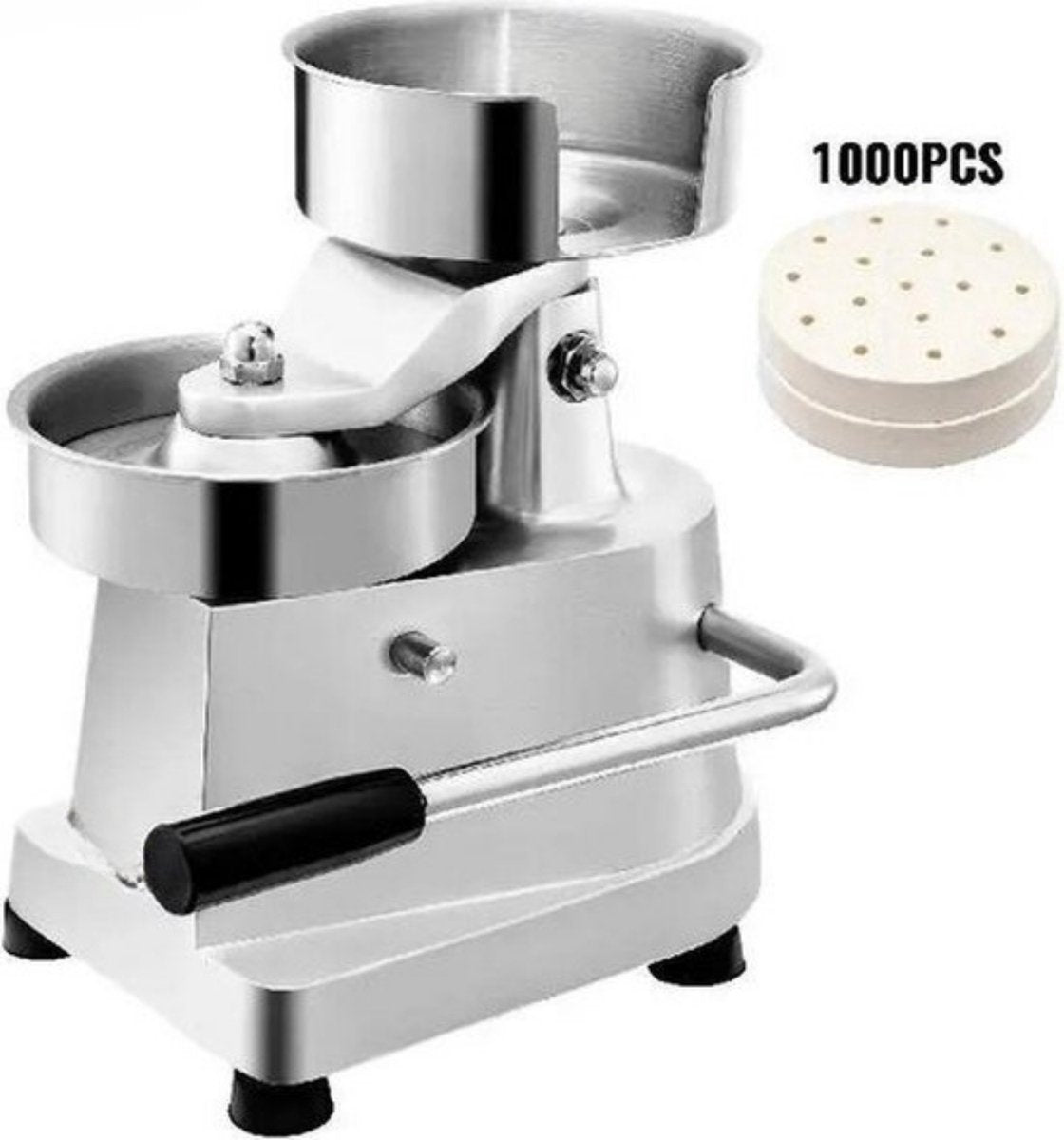 Happyment Hamburgerpers Deluxe - RVS - Hamburger maker - Grijs - Compact