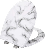 Antibacteriële Toiletbril Wit marmer - Met Softclose - Universeel - Toiletbrillen met print - WC Bril - Toiletzitting