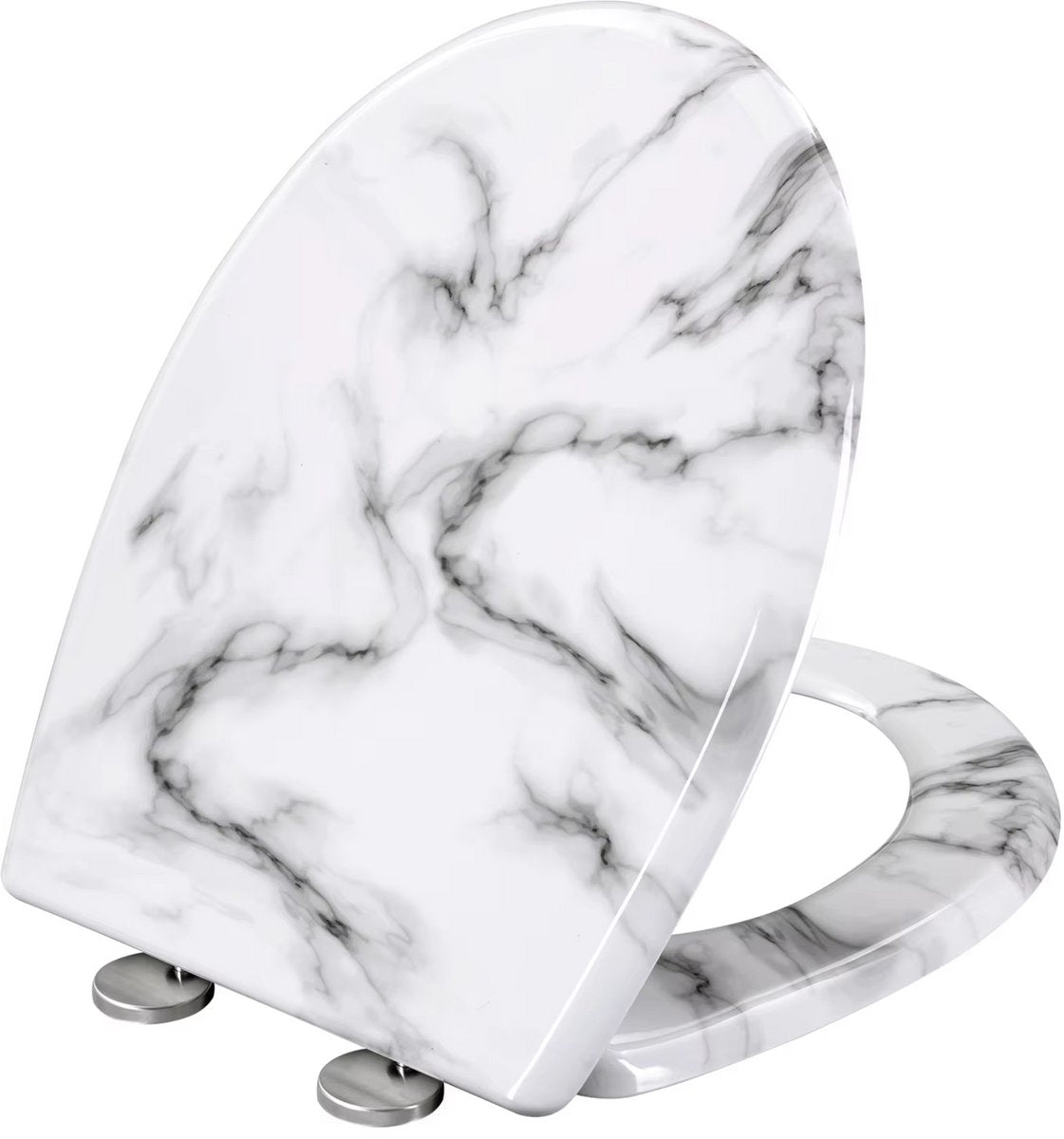 Antibacteriële Toiletbril Wit marmer - Met Softclose - Universeel - Toiletbrillen met print - WC Bril - Toiletzitting