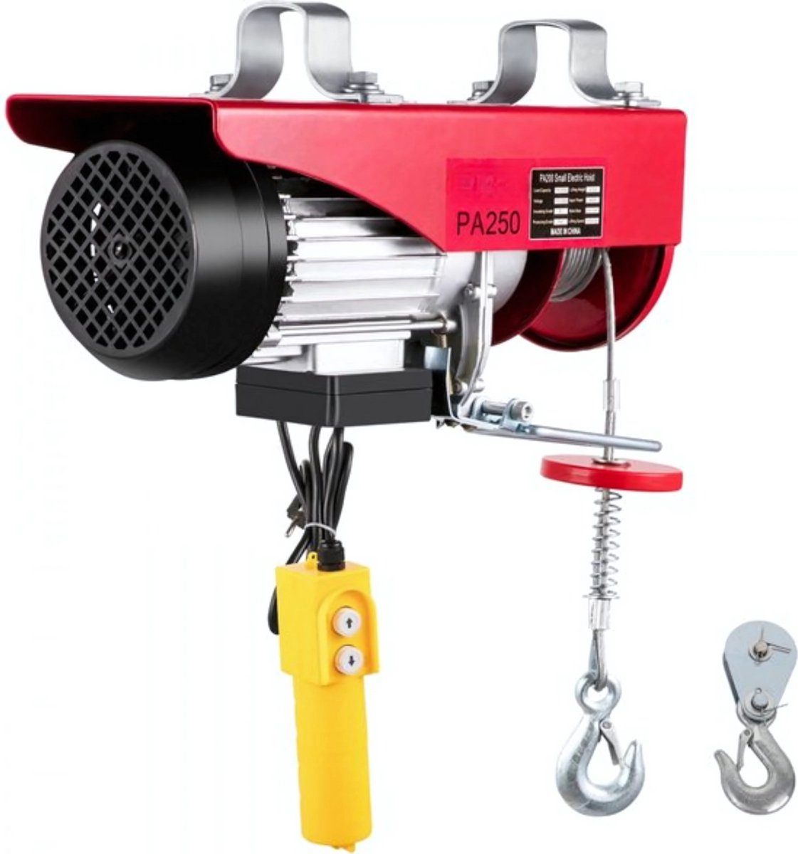 Elektrische kabeltakel - Met afstandsbediening - Takel lier - Hijskraan - 125-250KG - Garage lier - 12m hefhoogte