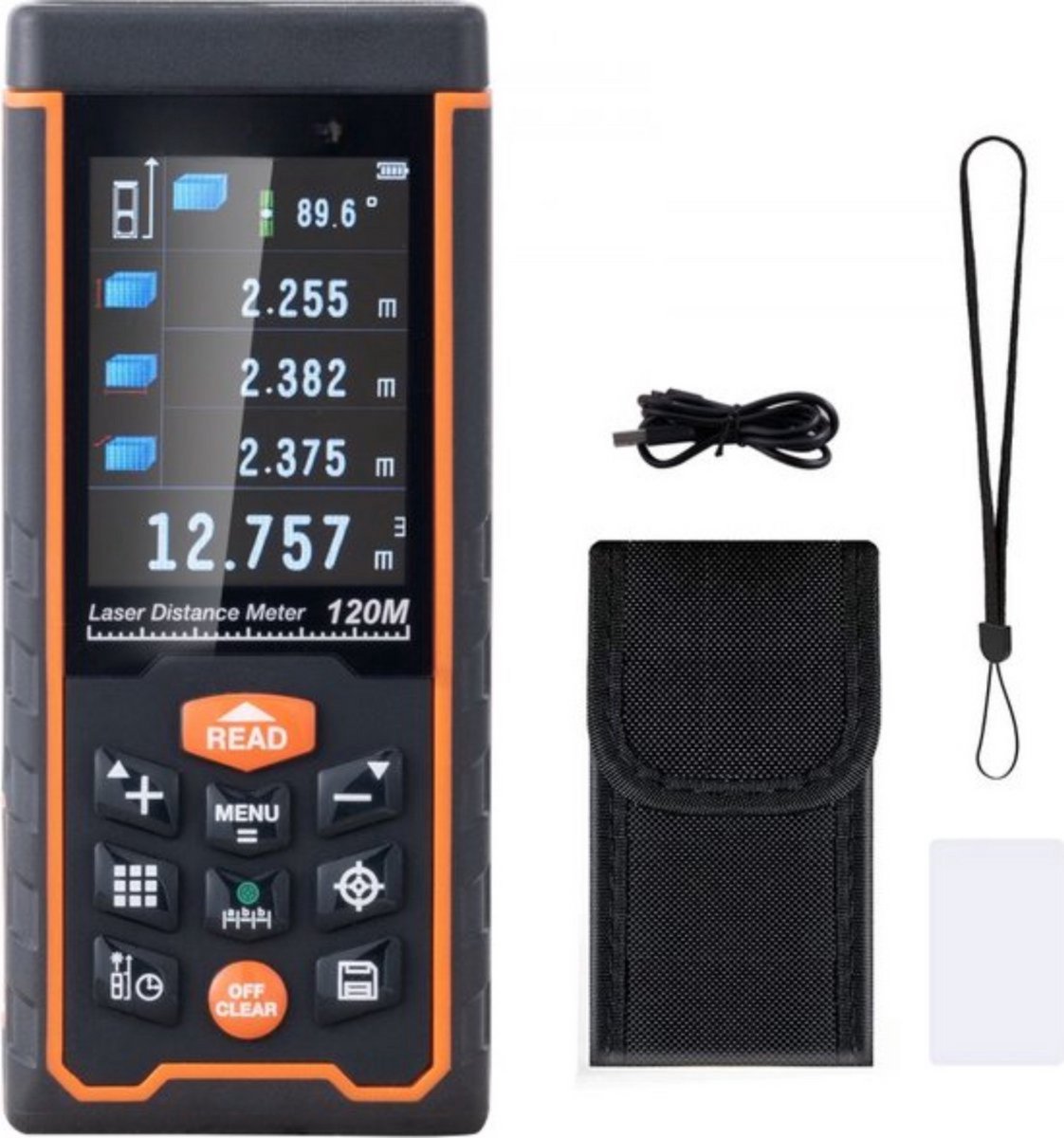Laser afstandsmeter PRO - 121m Meetbereik - Lasermeter - Laserafstandsmeter - 2,4" LCD-Scherm - Nauwkeurige Digitale waterpas meter