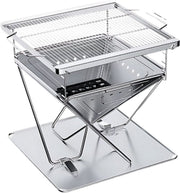 Opvouwbare Grill - Voor Kamperen & Buiten koken - Camping - Vuurplaatsgrill - Houtgestookt & Draagbaar Met Draagtas - RVS