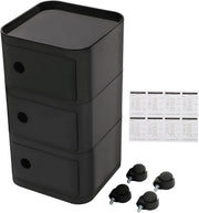 Nachtkastje - Bijzettafel - met Wielen - 32 cm - met Verborgen Opbergruimte - Moderne Opbergtafel voor Slaapkamer & Woonkamer - 3-laags - Zwart